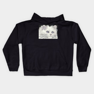 Beauty white cat face  art Kids Hoodie